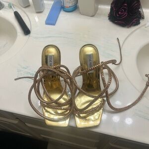 Steve Madden Gold and Brown Strappy Heels